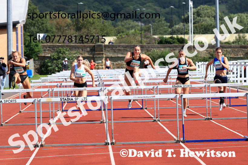Heptathlon 100 metres hurdles, 2025 EAP International Combined Events, Hexham, Northumberland.  Photo: David T. Hewitson/Sports for All Pics